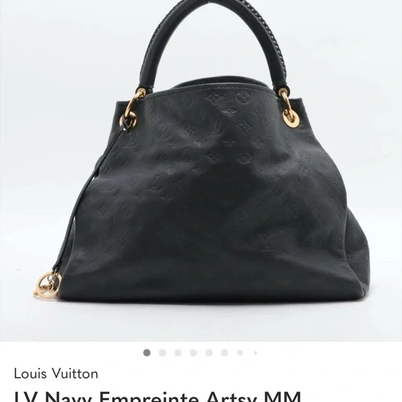 Louis Vuitton Navy Empreinte Embossed Monogram Shoulder Bag with Gold Hardware - Picture 2 of 11